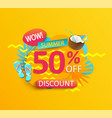 summer wow sale promotion on yellow background vector image vector image