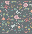 seamless pattern with flowers and butterflies vector image