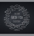 banners hand drawn fish blackboard vector image