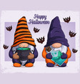 hand drawn cute gnomes in halloween disguise vector image vector image