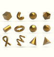 realistic 3d golden geometric shapes objects vector image