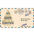 vintage letter to santa claus postcard vector image vector image