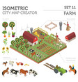 flat 3d isometric farm land and city map vector image vector image