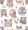 cute hand drawn owl seamless pattern vector image