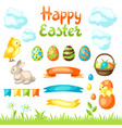 happy easter set holiday items vector image vector image