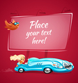 sexy young lady drives a blue car vector image