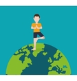 yogi standing on planet earth image vector image