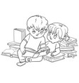 boy and girl reading fairy tales together vector image