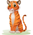 Cartoon funny little tiger sitting Royalty Free Vector Image