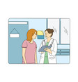 doctor and patient talking about examination vector image vector image