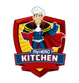 superhero chef mascot cartoon vector image vector image