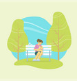 mother holding baby in a park vector image vector image