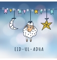eid-ul-adha mubarak greeting card with sheep moon vector image vector image
