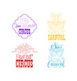 set of hand drawn circus or carnival signs vector image vector image