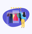 woman giving rating to dress hand choosing vector image vector image
