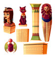 egyptian set - queen bust pharaoh sarcophagus vector image