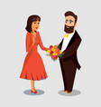 husband giving flowers to wife drawing vector image