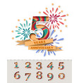 5 year anniversary greeting card poster vector image