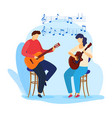 boy girl playing guitar musical blowing vector image