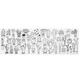 cactus in pots doodle set vector image
