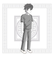 boy anime male manga cartoon icon graphic vector image