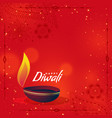 creative diwali diya on red background with text vector image vector image