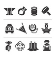 set of blacksmithing icons vector image