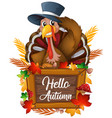 turkey on autumn sign vector image vector image
