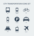city transportation silhouette icons set vector image