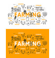 farming line art posters for farm animals and food vector image