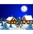 santa claus with reindeer and a snowman vector image vector image