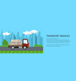 small truck with boxes on road banner vector image