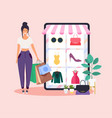 woman do online shopping flat design style modern vector image vector image