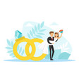groom holding bride on his hands tiny couple vector image