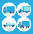 set of truck icons in flat style with long shadow vector image vector image