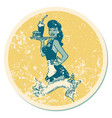 distressed sticker tattoo style icon a pinup vector image vector image