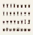 set icons beer glass silhouettes vector image