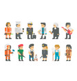 kids with uniforms flat cartoon design vector image
