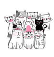 cute cat with hand drawn doodle cartoon style vector image vector image