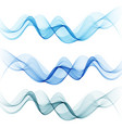 set abstract blue waves vector image vector image