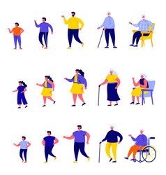 All ages men flat icon stages of development Vector Image