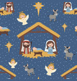 blue christmas nativity scene seamless vector image vector image