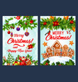christmas cookie and new year garland card design vector image