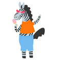 funny zebra character wearing glasses vector image vector image