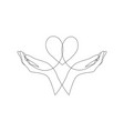 one continuous line drawing of hands holding heart vector image