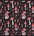 poisonous fly agaric pattern on black in flat vector image