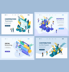 Isometric set landing page Royalty Free Vector Image