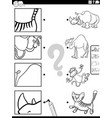 match cartoon animals and details game coloring vector image