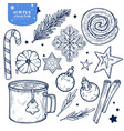 set new years and winters elements isolated vector image