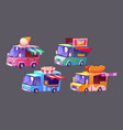 cartoon food truck isolated fastfood van vector image